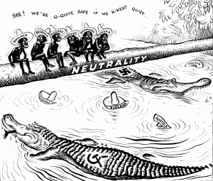 Нейтральные страны: мы в безопасности, пока сидим тихо... Карикатура Л.Иллинверта, "Дейли мейл"