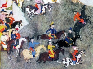 Татарські вершники форсують річку. Фрагмент османської мініатюри XVI століття