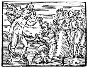 Satan rebaptizing young sorcerers