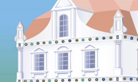 Екстерʼєр мурованого палацу Мазепи на Гончарівці до 1708 р. Гіпотетична реконструкція В. Мезенцева, 2016 р.