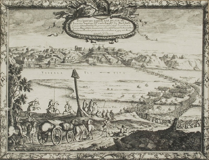 Переправа козацьких і союзних військ через Віслу під час війни проти Речі Посполитої, з якою Московія уклала перемир’я. Гравюра Еріка Дальберга